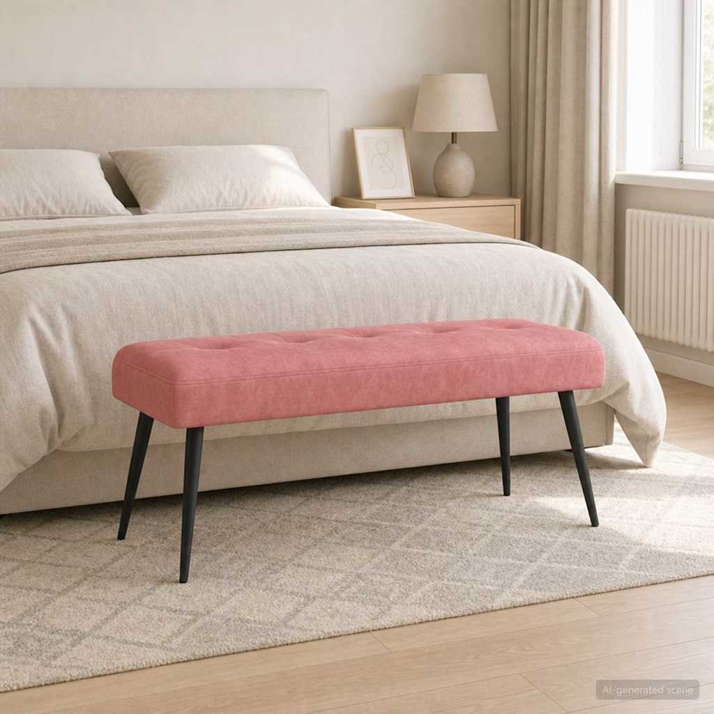 vidaXL Ławka z guzikami różowy 110 x 40 x 46 cm Welur