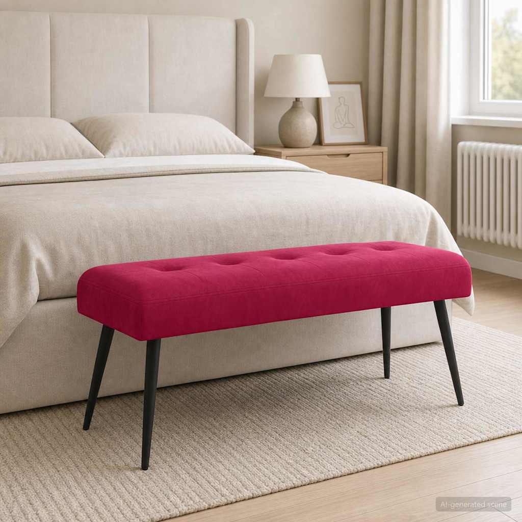 vidaXL Ławka z guzikami Czerwone wino 110 x 40 x 46 cm Welur