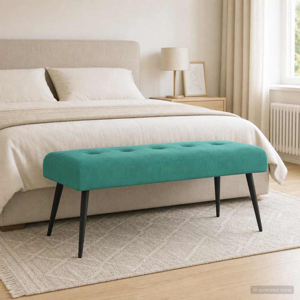 vidaXL Ławka z guzikami Turkusowy 110 x 40 x 46 cm Welur