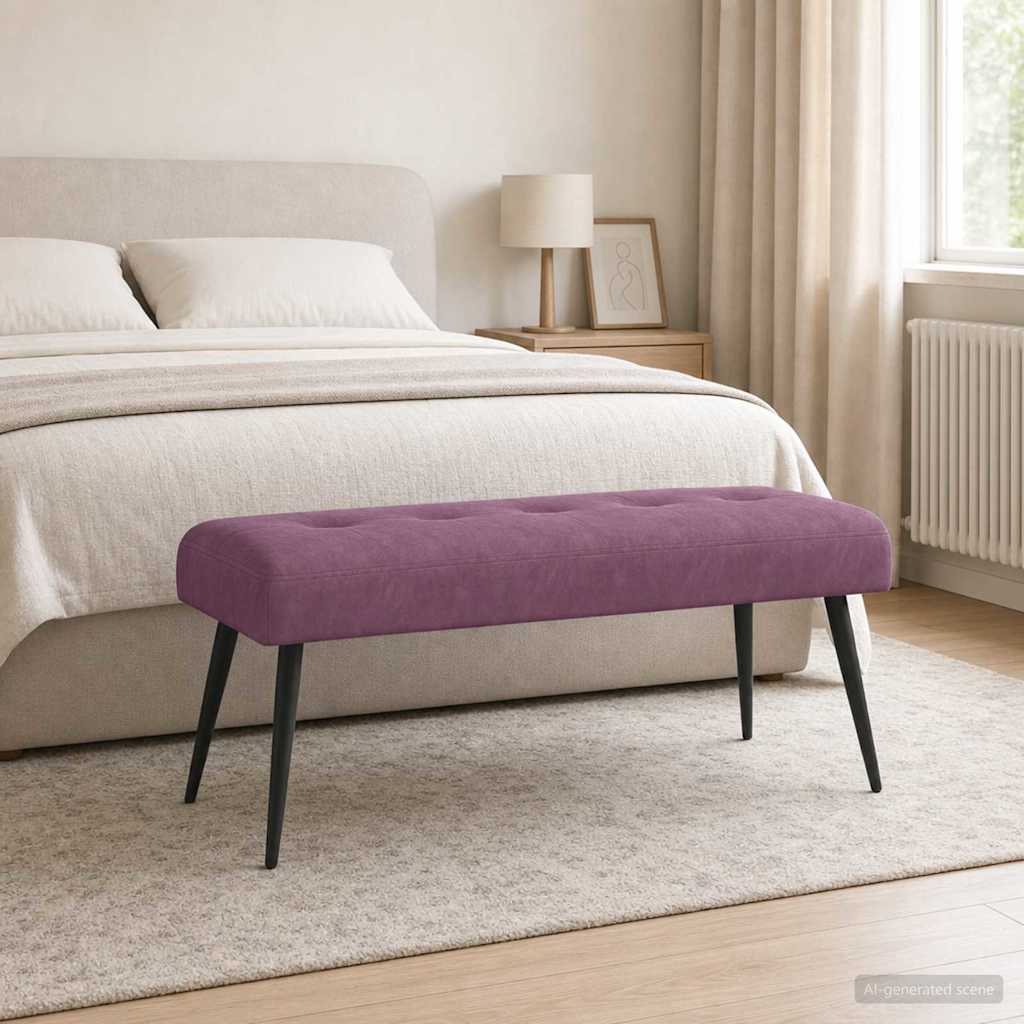 vidaXL Ławka z guzikami Fioletowy 110 x 40 x 46 cm Welur