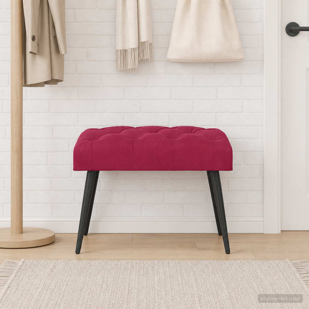 vidaXL Ławka z guzikami Czerwone wino 60 x 40 x 45 cm Welur