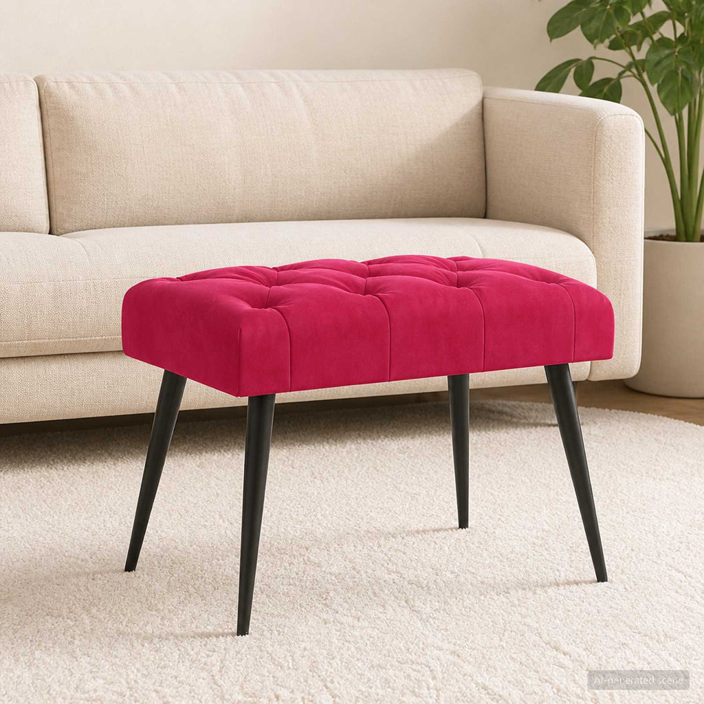 vidaXL Ławka z guzikami Czerwone wino 60 x 40 x 45 cm Welur