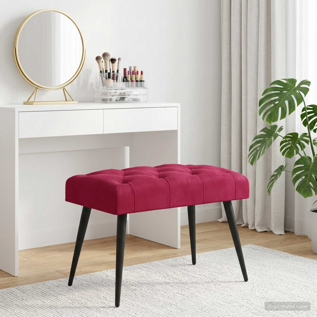 vidaXL Ławka z guzikami Czerwone wino 60 x 40 x 45 cm Welur