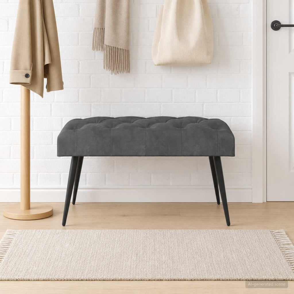 vidaXL Ławka z guzikami ciemnoszary 80 x 40 x 46 cm Welur