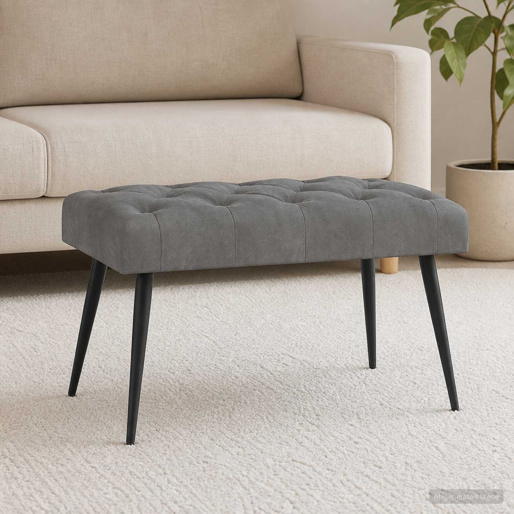 vidaXL Ławka z guzikami ciemnoszary 80 x 40 x 46 cm Welur
