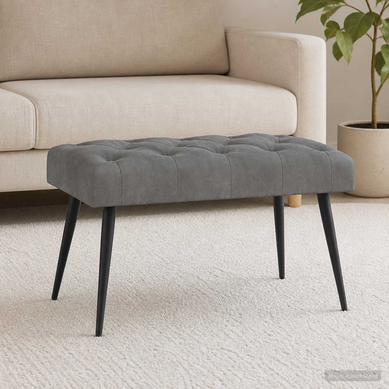 vidaXL Ławka z guzikami ciemnoszary 80 x 40 x 46 cm Welur