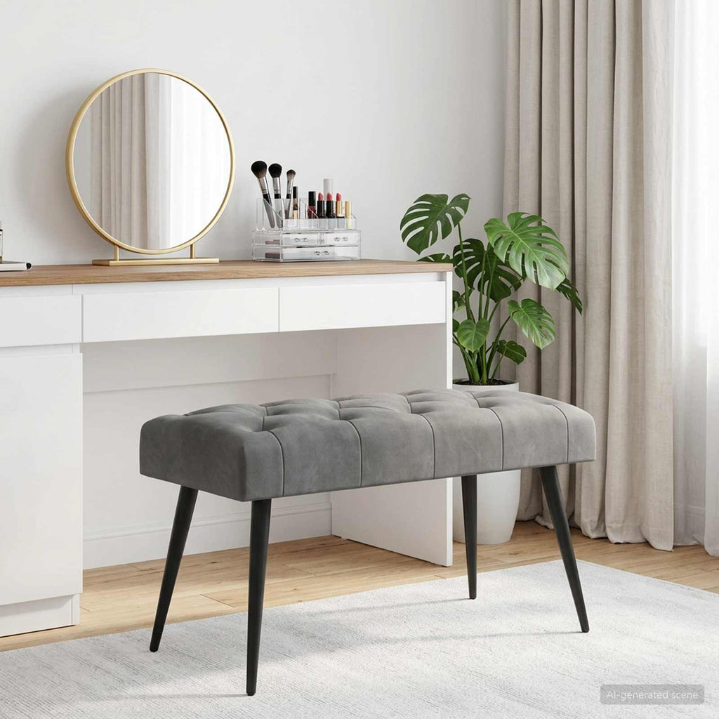 vidaXL Ławka z guzikami ciemnoszary 80 x 40 x 46 cm Welur
