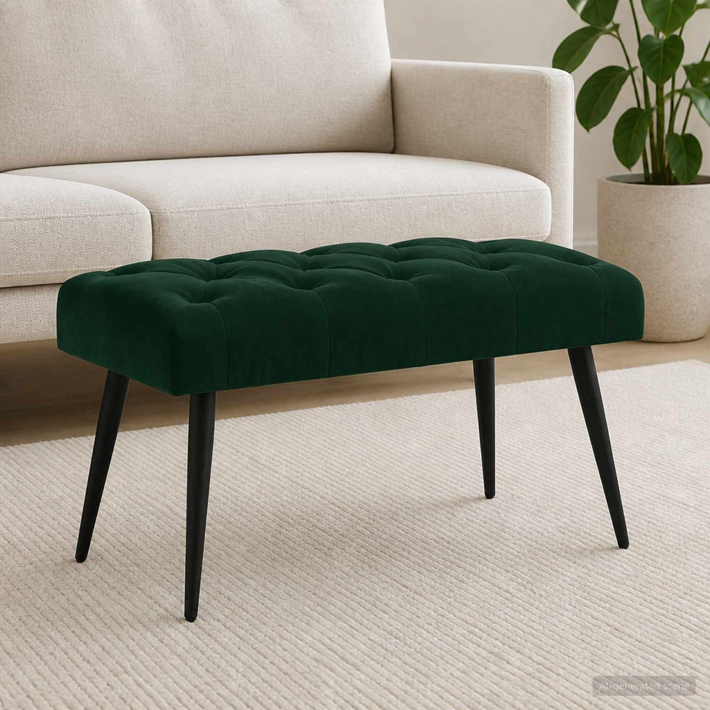vidaXL Ławka z guzikami Ciemnozielony 80 x 40 x 46 cm Welur