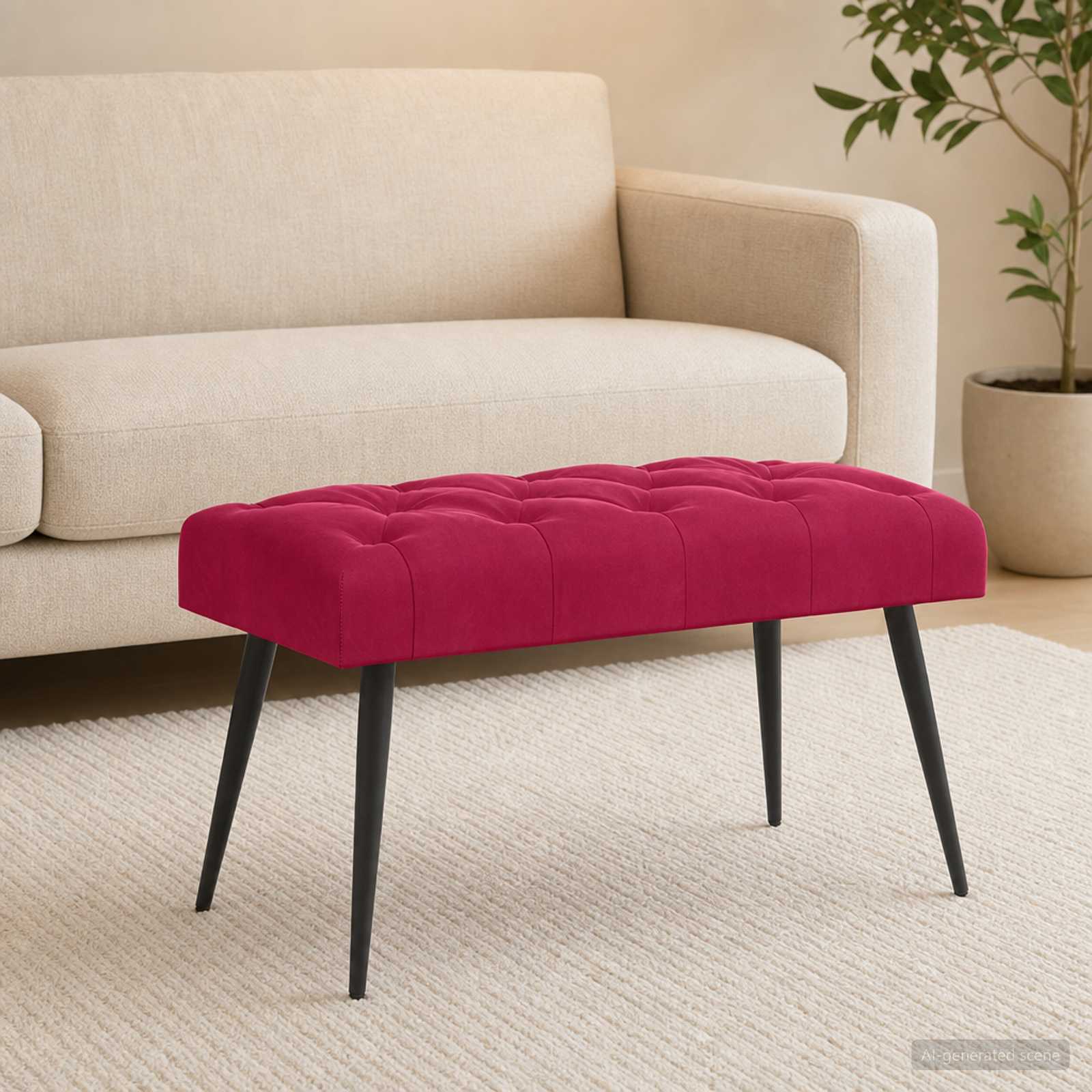 vidaXL Ławka z guzikami Czerwone wino 80 x 40 x 46 cm Welur