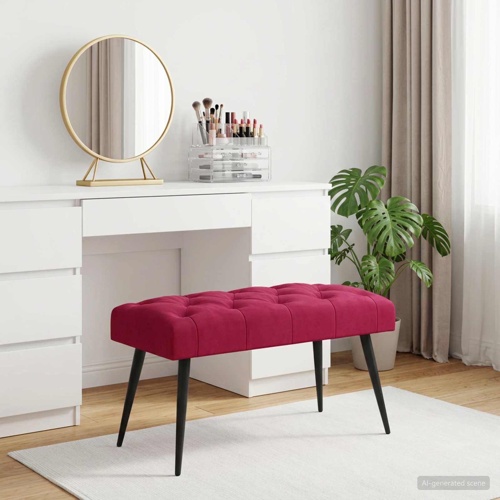 vidaXL Ławka z guzikami Czerwone wino 80 x 40 x 46 cm Welur
