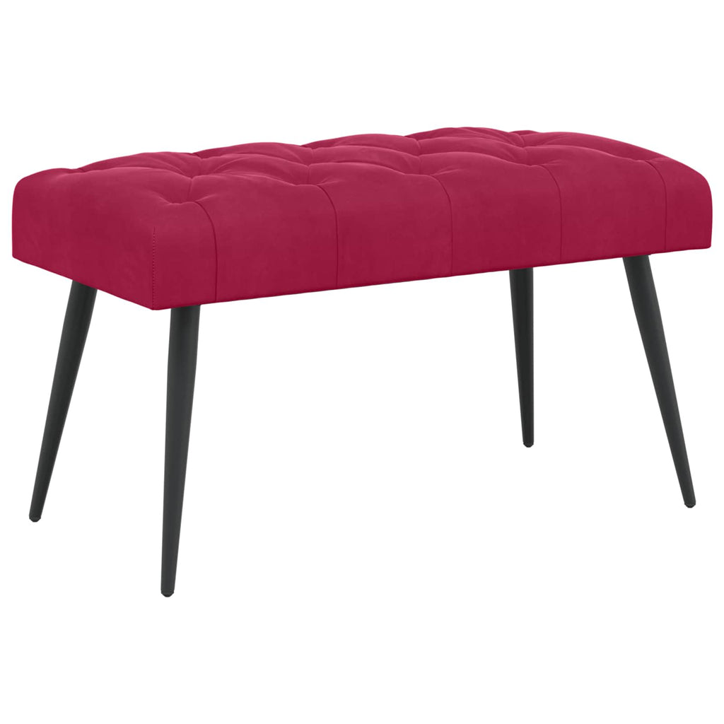vidaXL Ławka z guzikami Czerwone wino 80 x 40 x 46 cm Welur