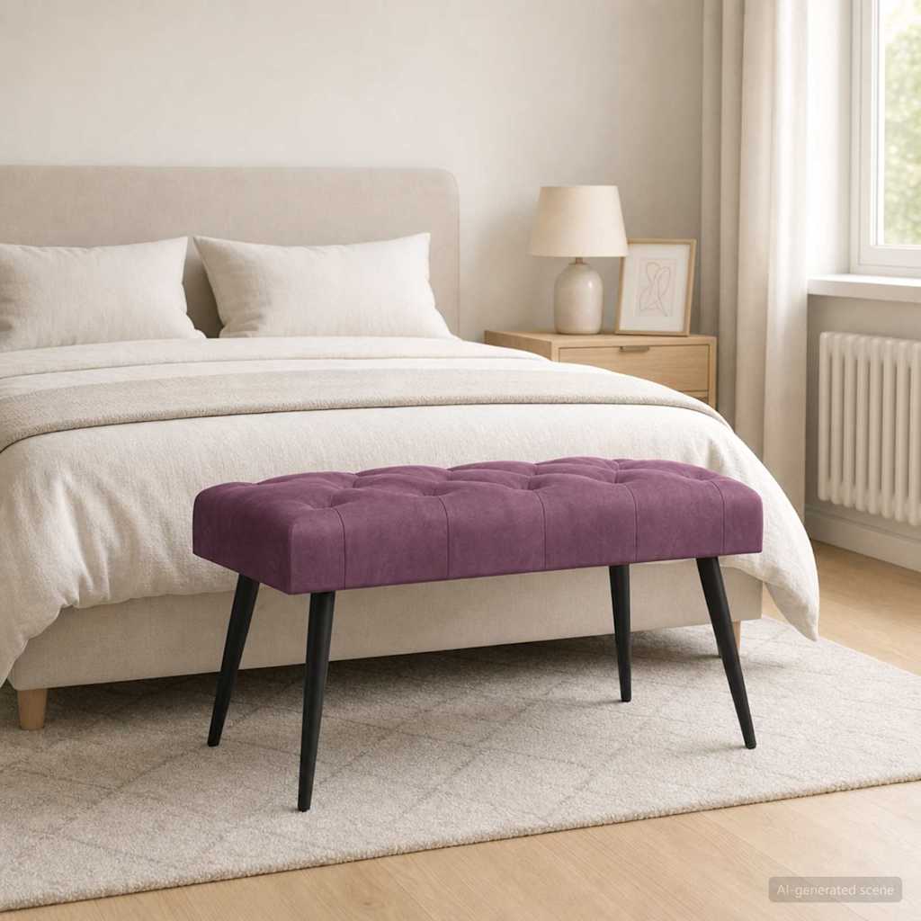 vidaXL Ławka z guzikami Fioletowy 80 x 40 x 46 cm Welur