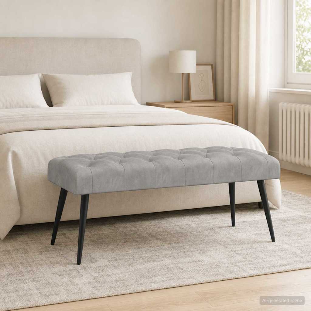 vidaXL Ławka z guzikami jasnoszary 110 x 40 x 46 cm Welur