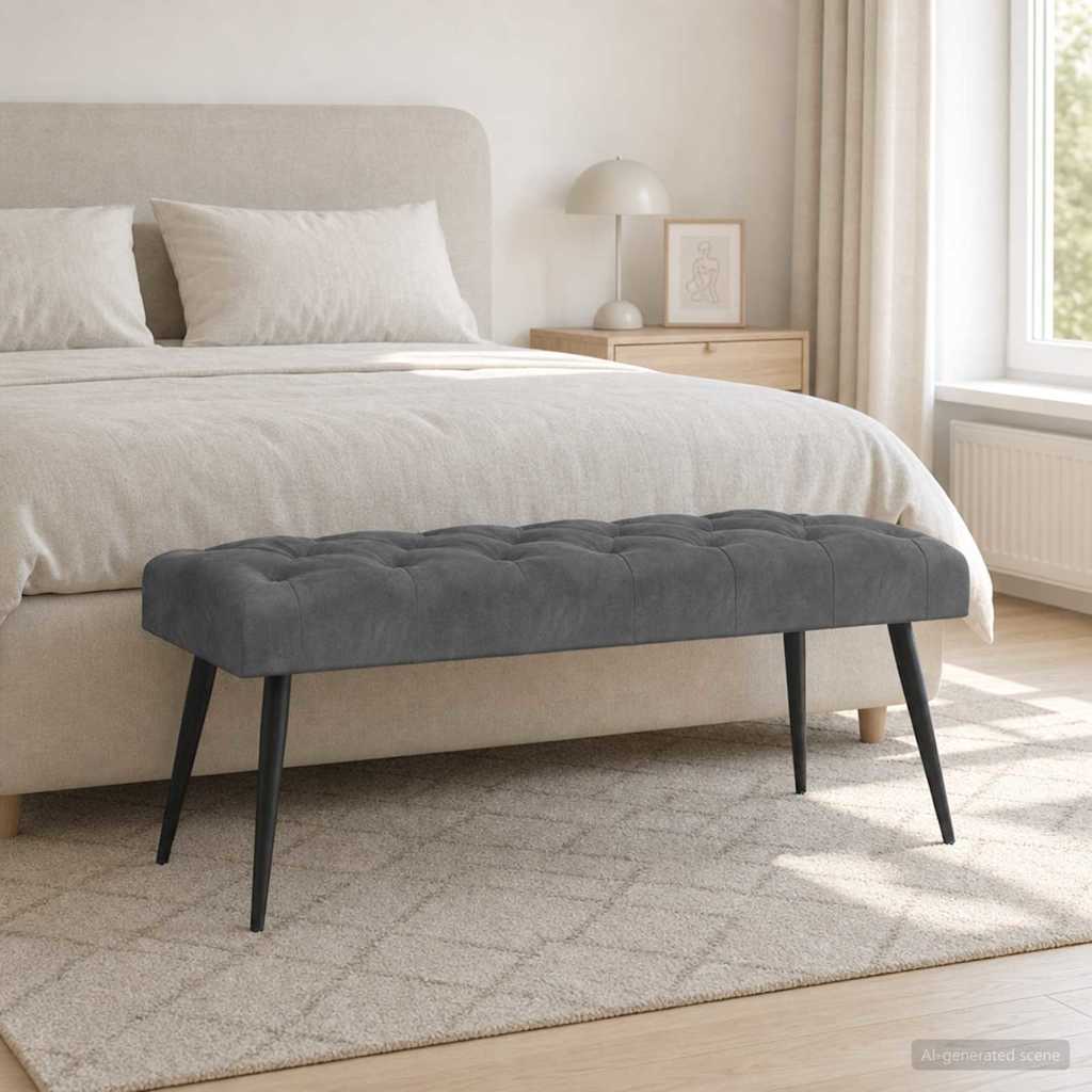 vidaXL Ławka z guzikami ciemnoszary 110 x 40 x 46 cm Welur