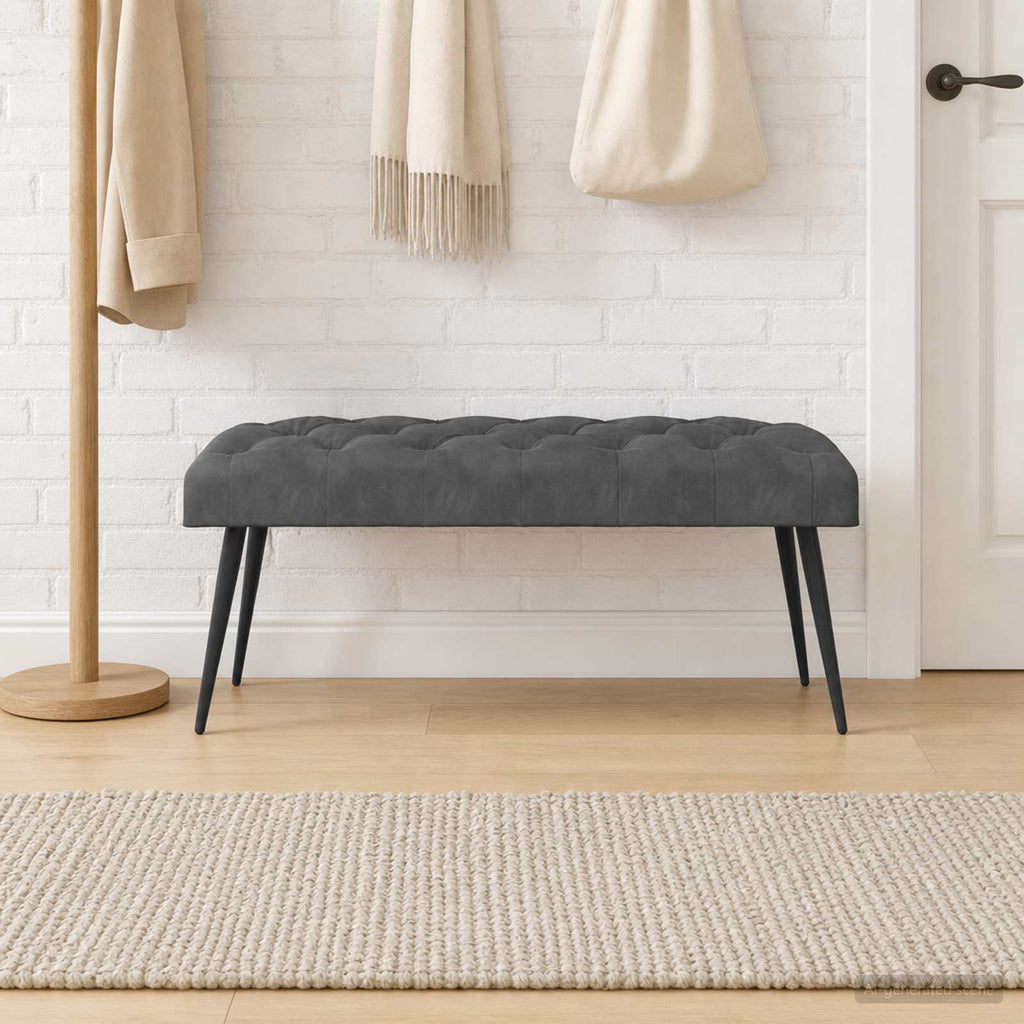 vidaXL Ławka z guzikami ciemnoszary 110 x 40 x 46 cm Welur