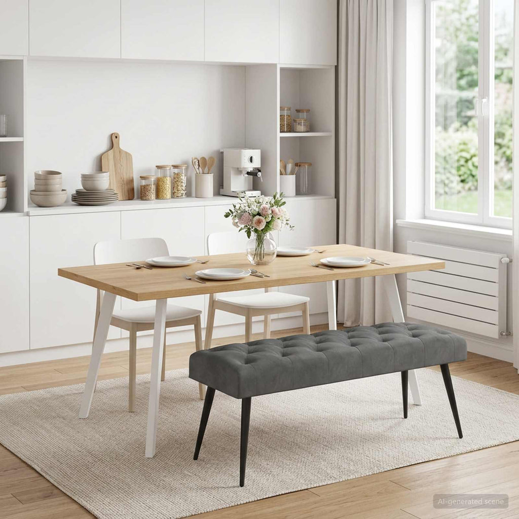 vidaXL Ławka z guzikami ciemnoszary 110 x 40 x 46 cm Welur
