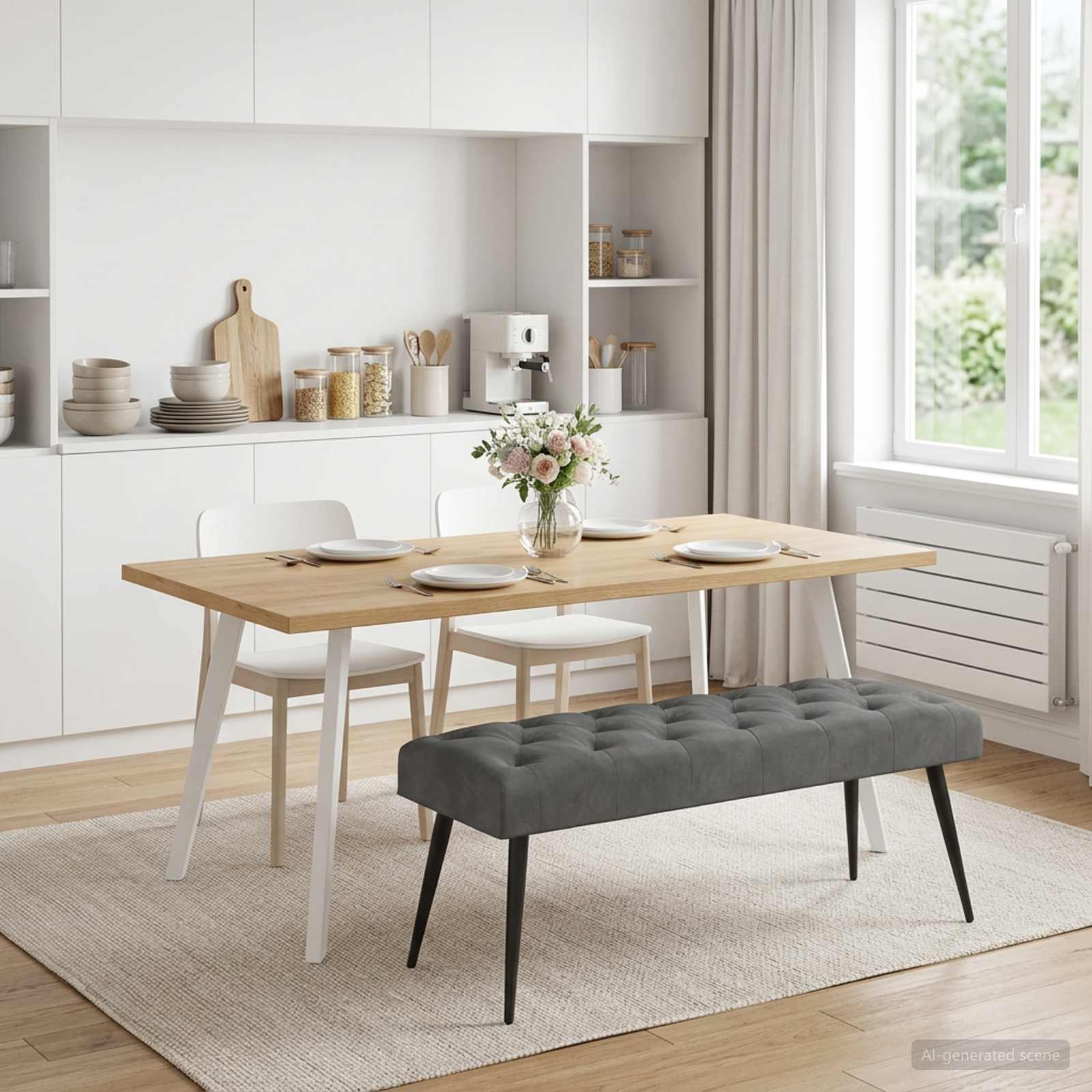 vidaXL Ławka z guzikami ciemnoszary 110 x 40 x 46 cm Welur