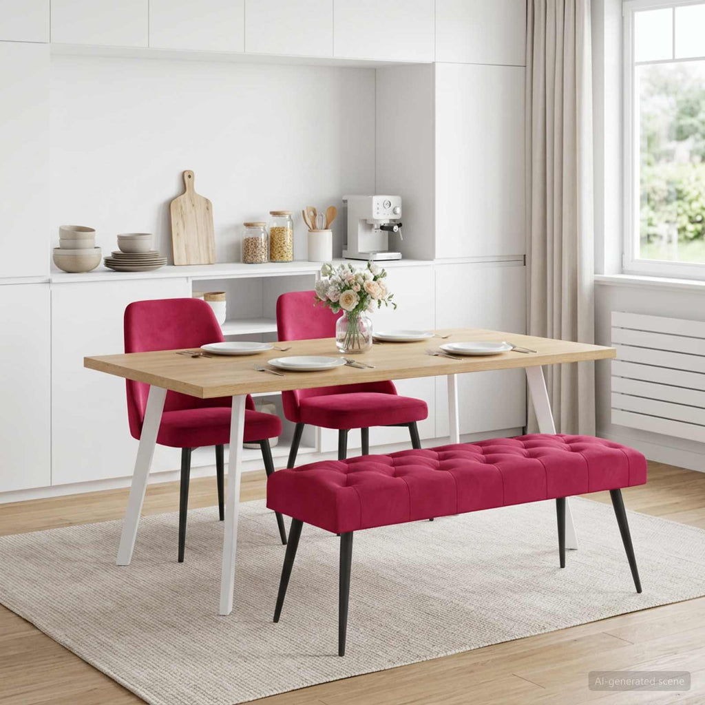 vidaXL Ławka z guzikami Czerwone wino 110 x 40 x 46 cm Welur