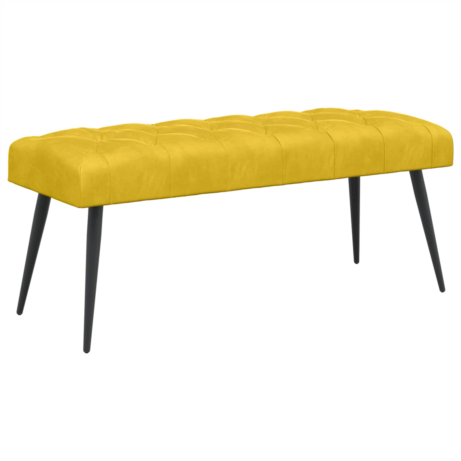 vidaXL Ławka z guzikami żółty 110 x 40 x 46 cm Welur