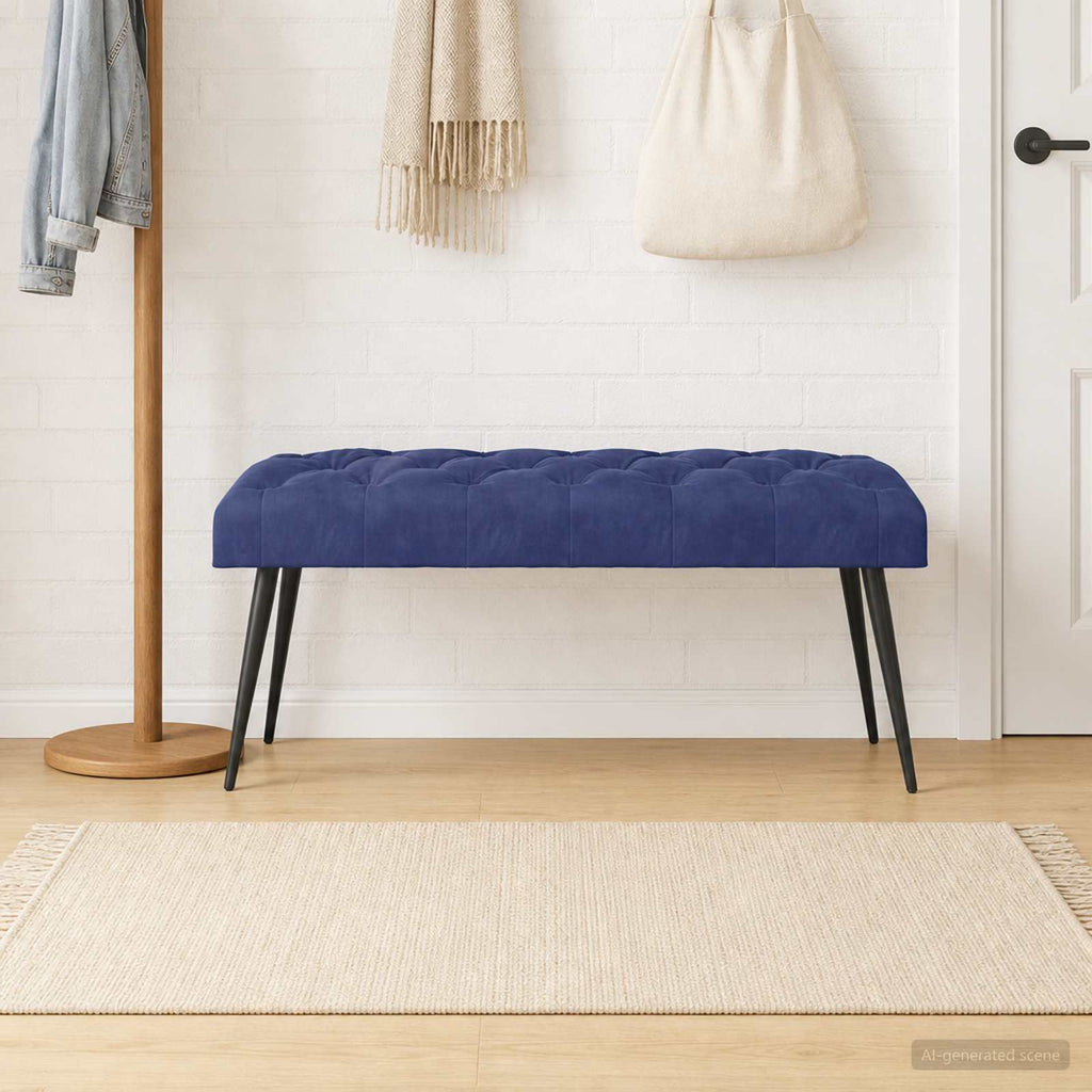vidaXL Ławka z guzikami Niebieski policyjny 110 x 40 x 46 cm Welur