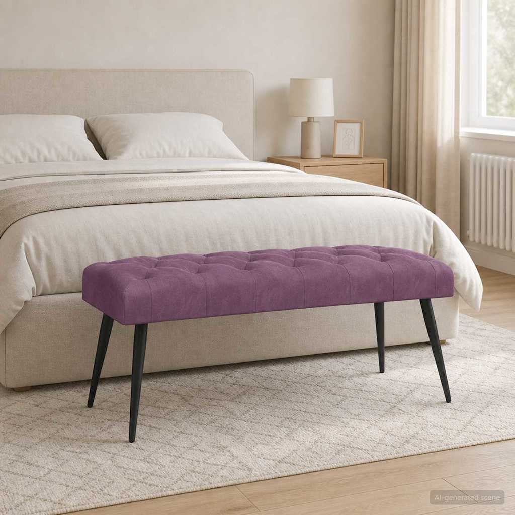 vidaXL Ławka z guzikami Fioletowy 110 x 40 x 46 cm Welur