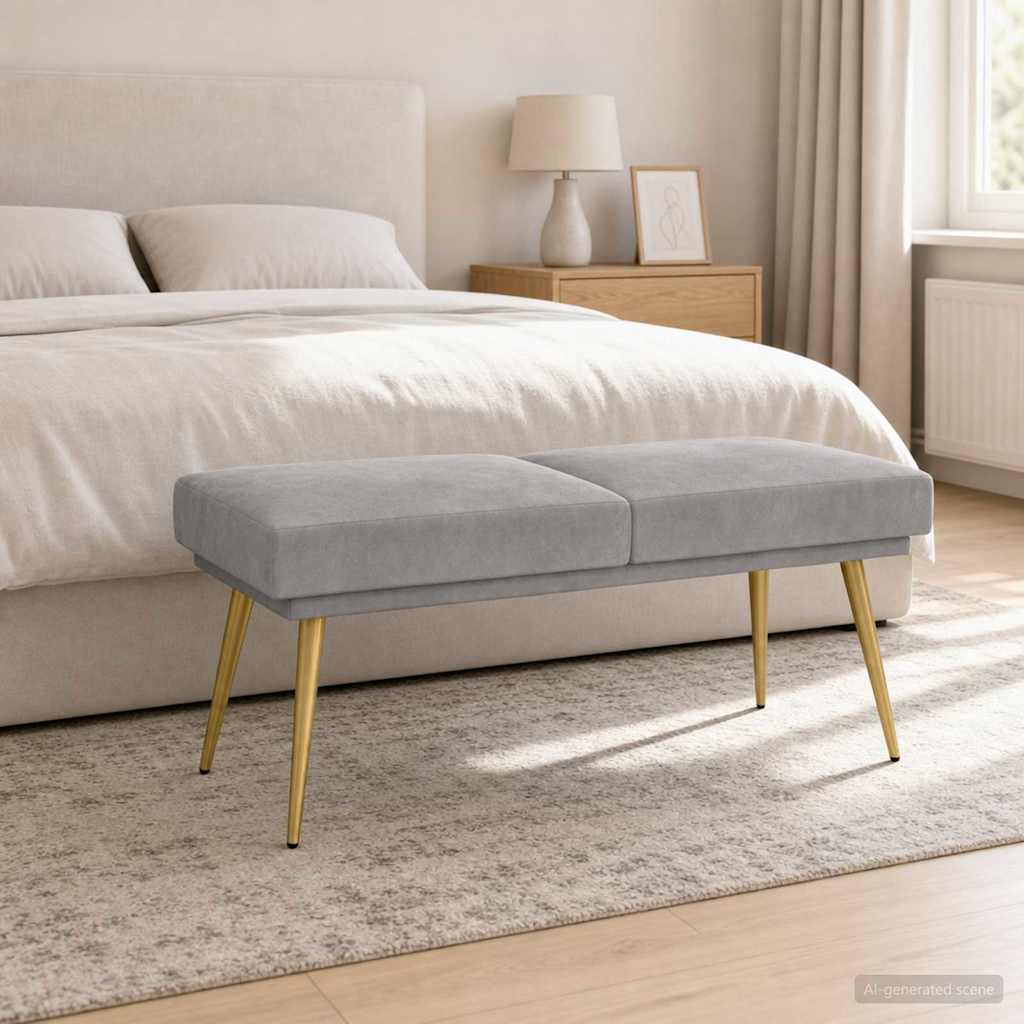 vidaXL Ławka podwójna jasnoszary 120 x 45 x 46 cm Welur