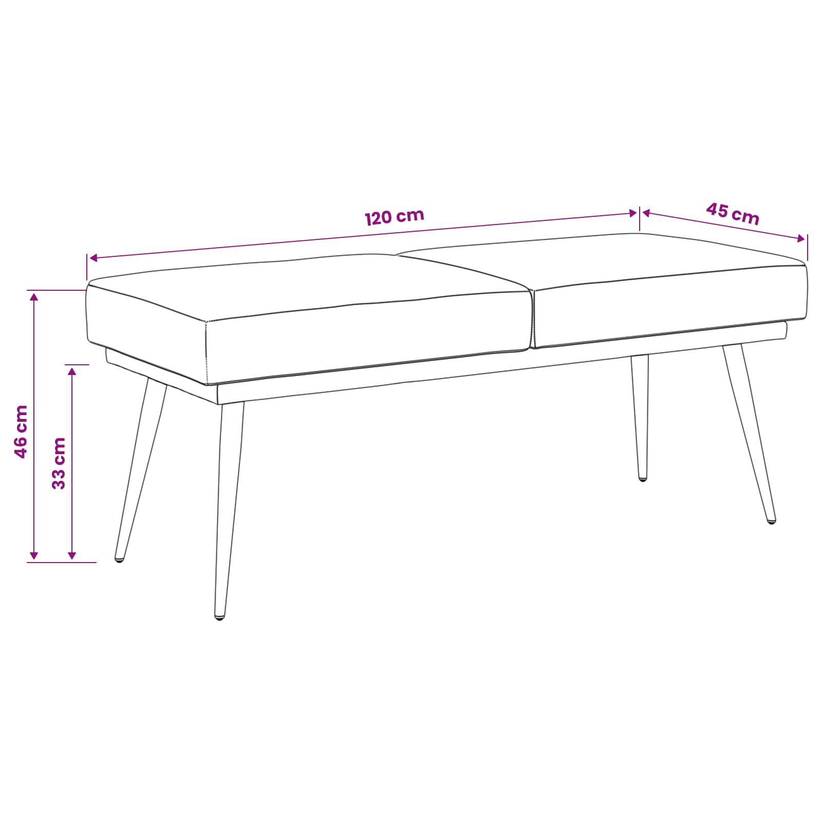 vidaXL Ławka podwójna jasnoszary 120 x 45 x 46 cm Welur