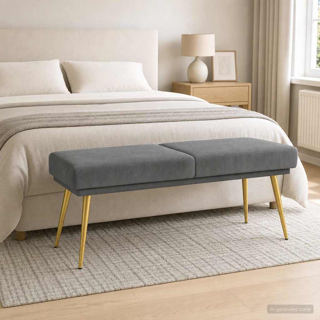 vidaXL Ławka podwójna ciemnoszary 120 x 45 x 46 cm Welur