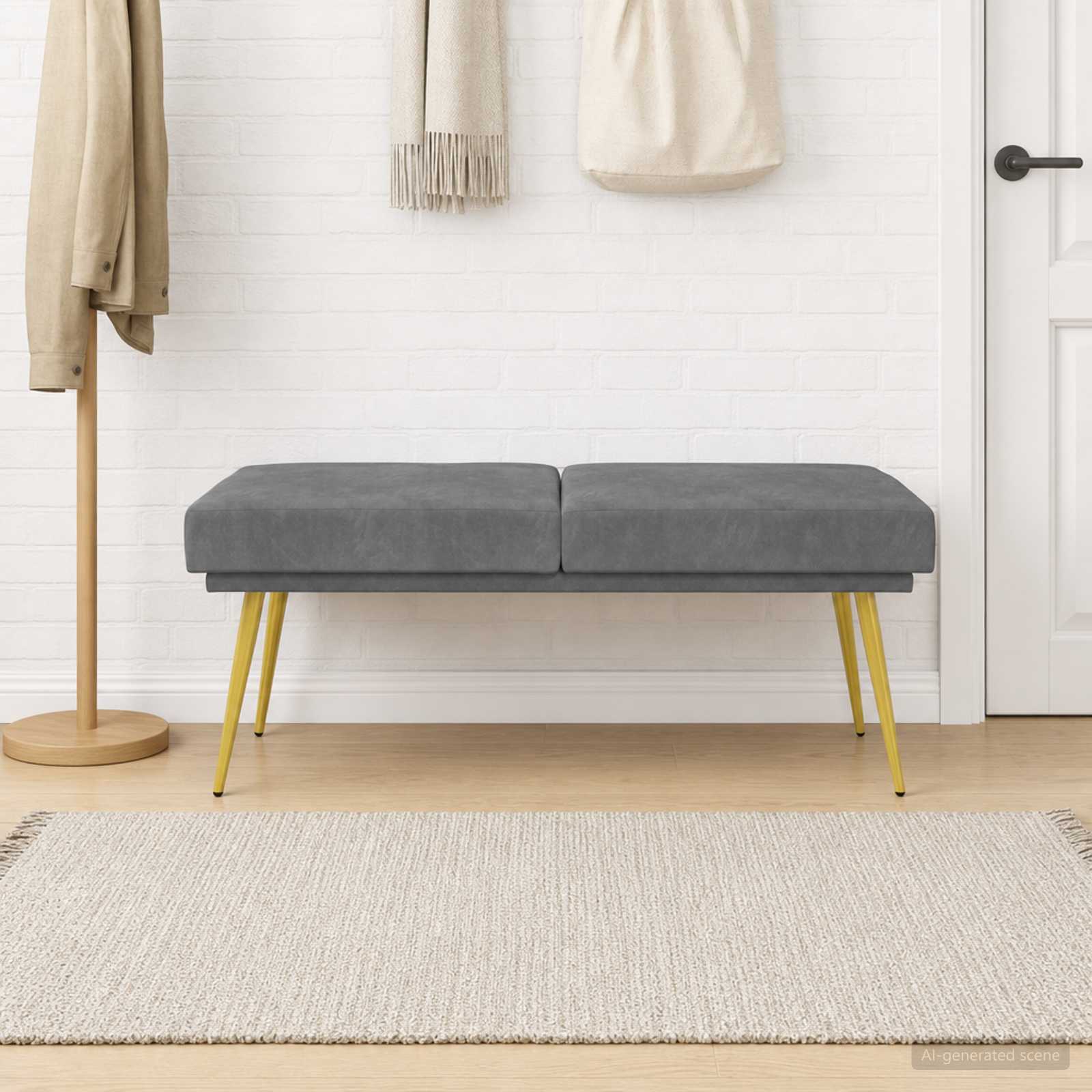 vidaXL Ławka podwójna ciemnoszary 120 x 45 x 46 cm Welur