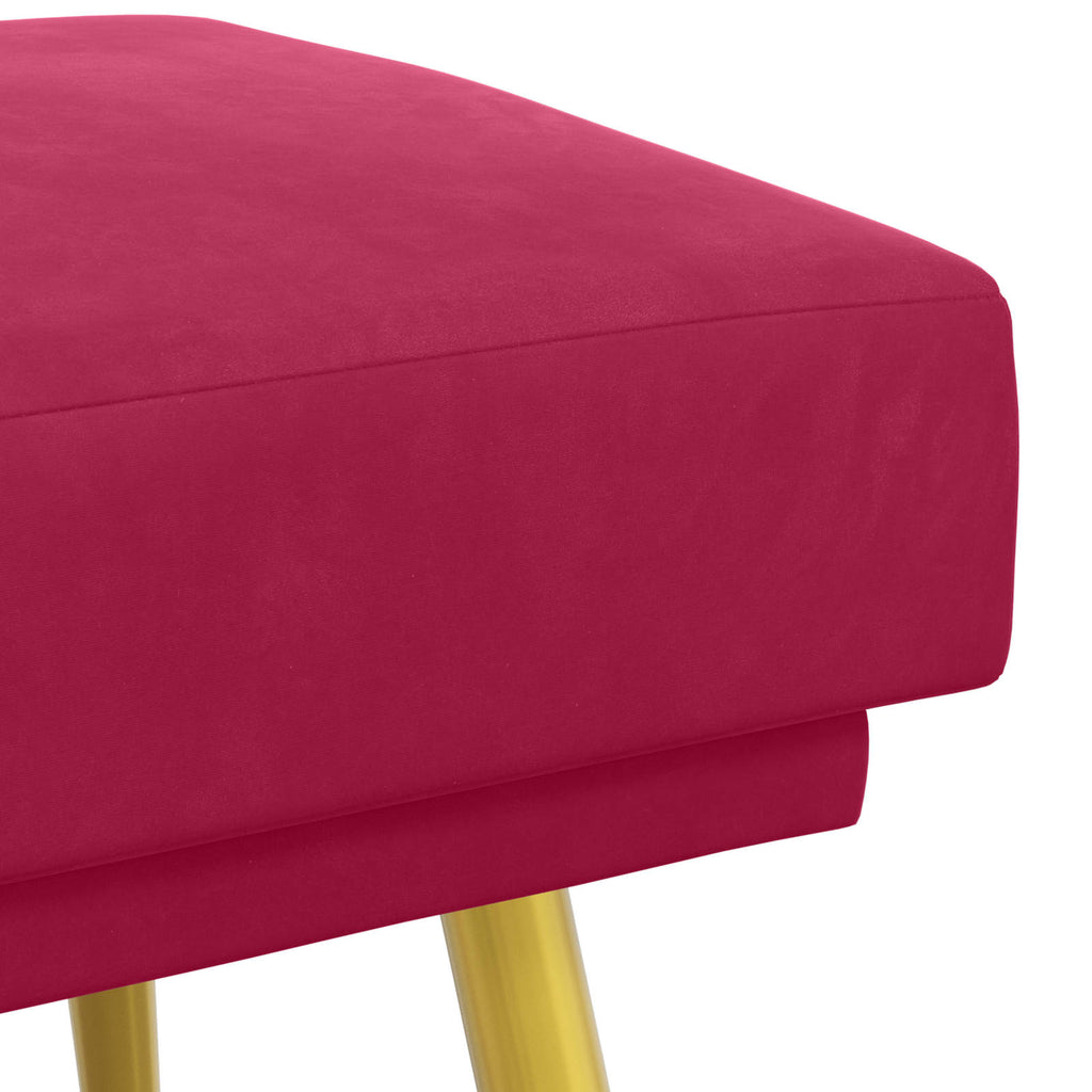 vidaXL Ławka podwójna Czerwone wino 120 x 45 x 46 cm Welur