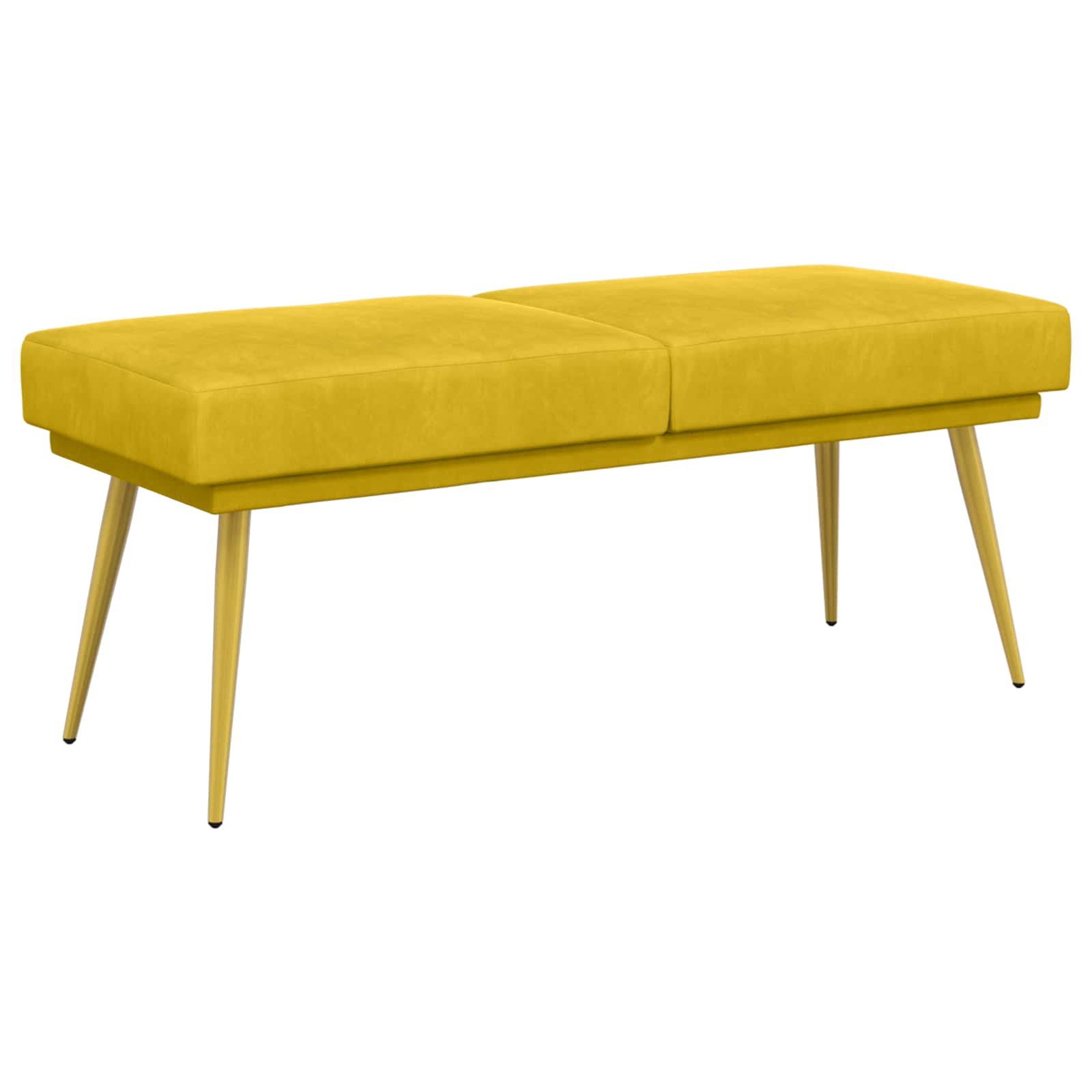 vidaXL Ławka podwójna żółty 120 x 45 x 46 cm Welur