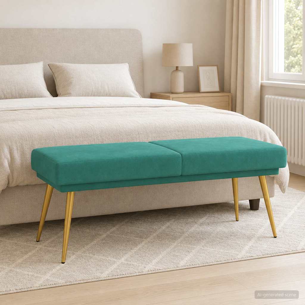 vidaXL Ławka podwójna Turkusowy 120 x 45 x 46 cm Welur