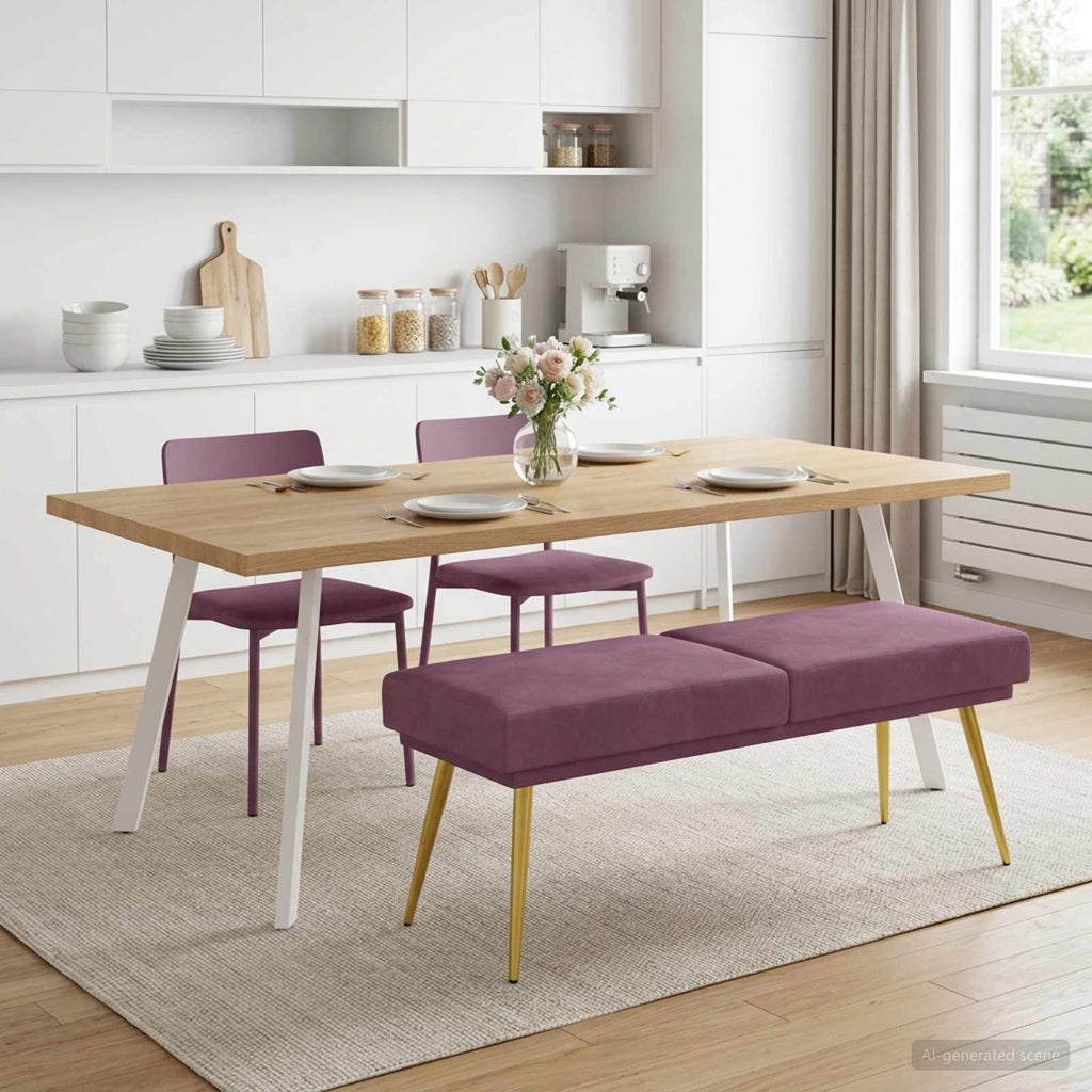 vidaXL Ławka podwójna Fioletowy 120 x 45 x 46 cm Welur