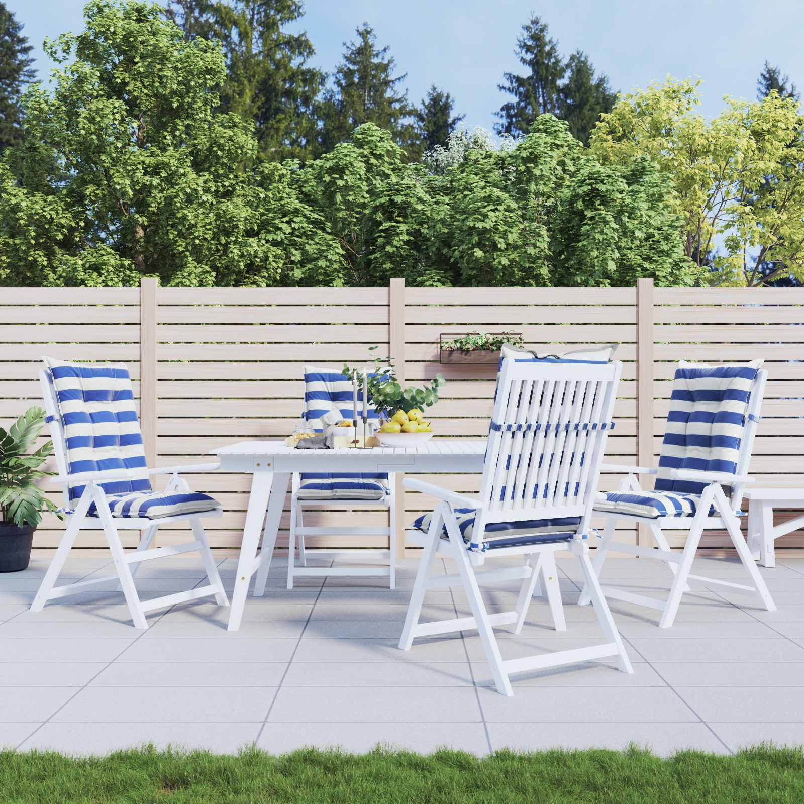 vidaXL Poduszka na zewnątrz 4 pcs Niebieski i biały 120 x 50 x 7 cm