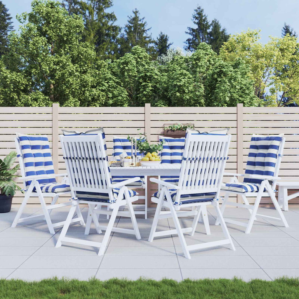 vidaXL Poduszka na zewnątrz 6 pcs Niebieski i biały 120 x 50 x 7 cm