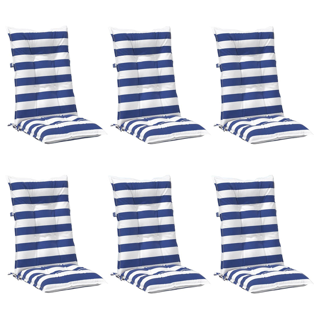 vidaXL Poduszka na zewnątrz 6 pcs Niebieski i biały 120 x 50 x 7 cm