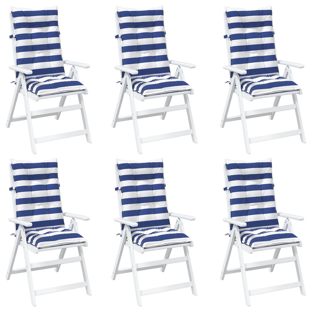 vidaXL Poduszka na zewnątrz 6 pcs Niebieski i biały 120 x 50 x 7 cm