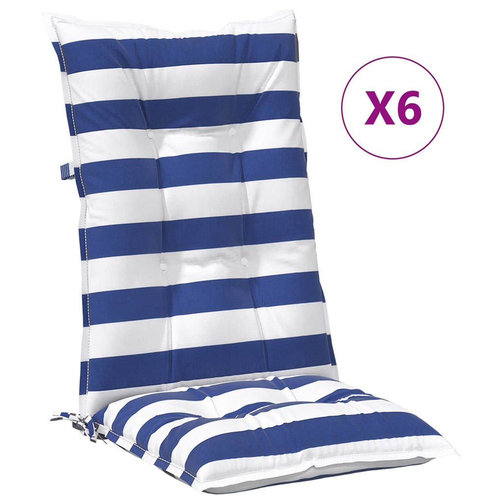 vidaXL Poduszka na zewnątrz 6 pcs Niebieski i biały 120 x 50 x 7 cm