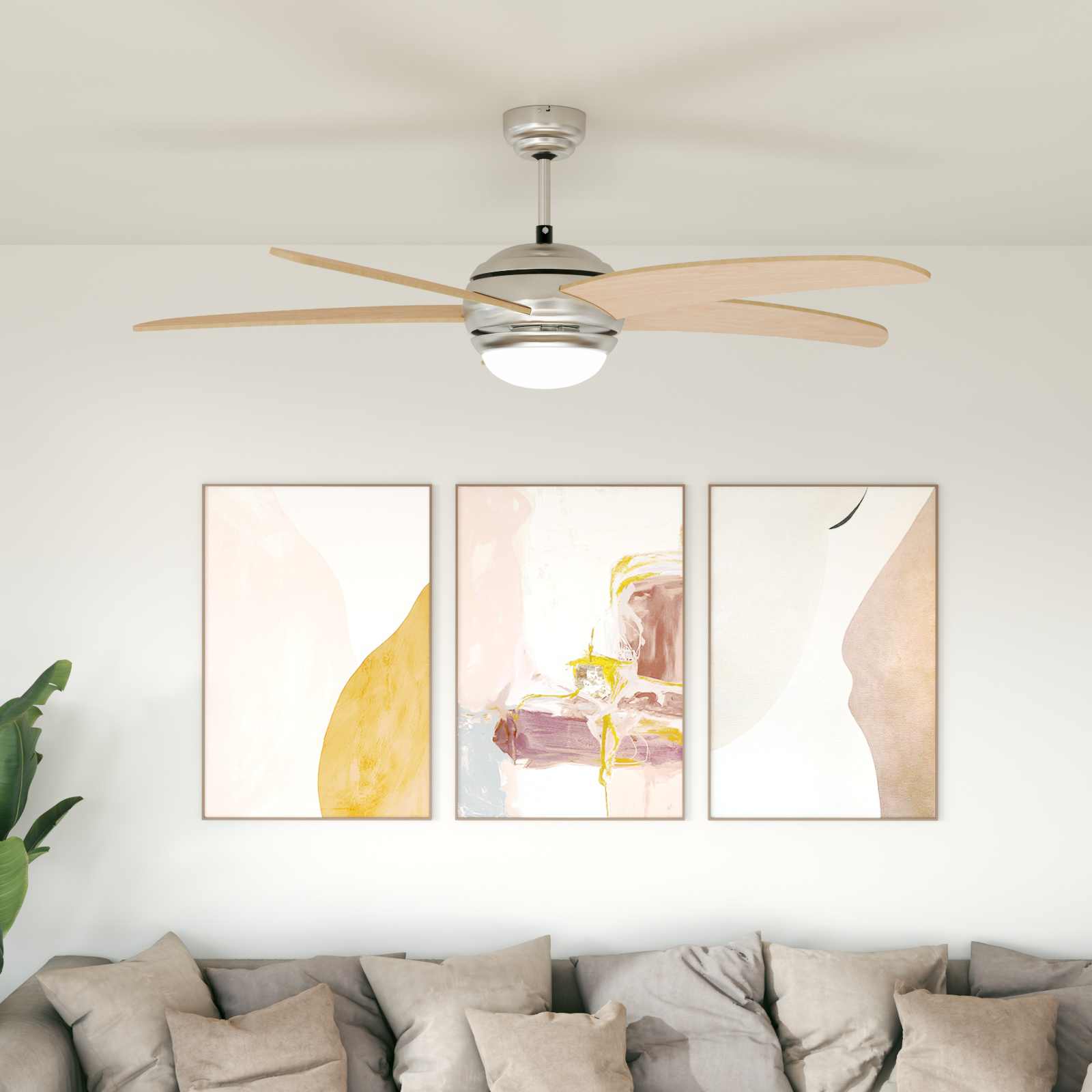 vidaXL Wentylator sufitowy z lampą Ø 130 cm Sonoma