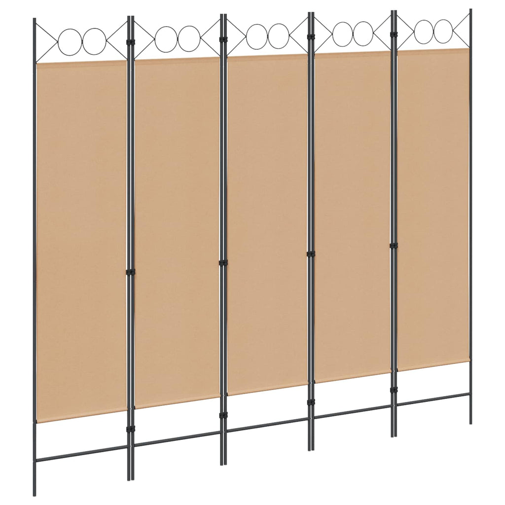 vidaXL 5-panelowy parawan Beżowy 200 x 180 cm tkanina