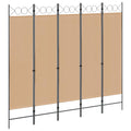 vidaXL 5-panelowy parawan Beżowy 200 x 180 cm tkanina