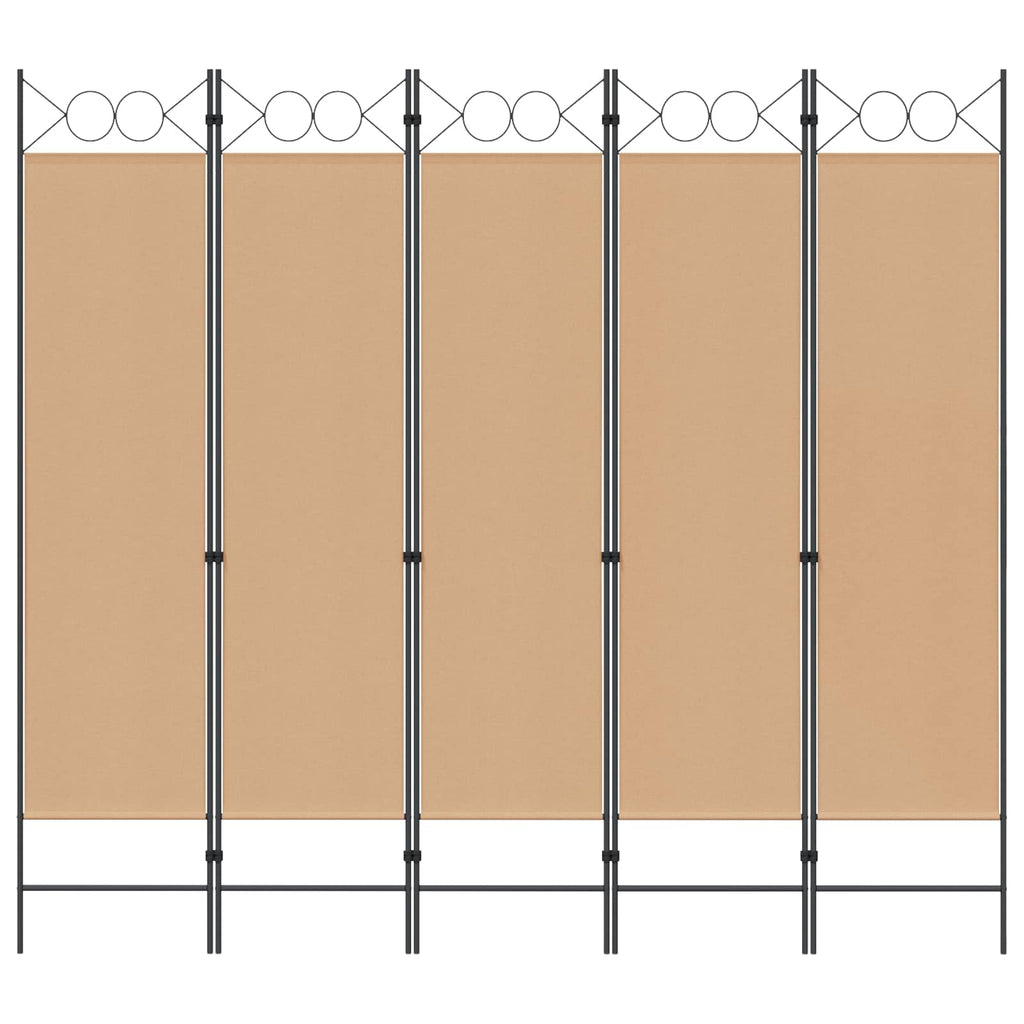 vidaXL 5-panelowy parawan Beżowy 200 x 180 cm tkanina