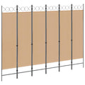 vidaXL Ekspresowy 6-panelowy parawan Beżowy 240 x 180 cm tkanina