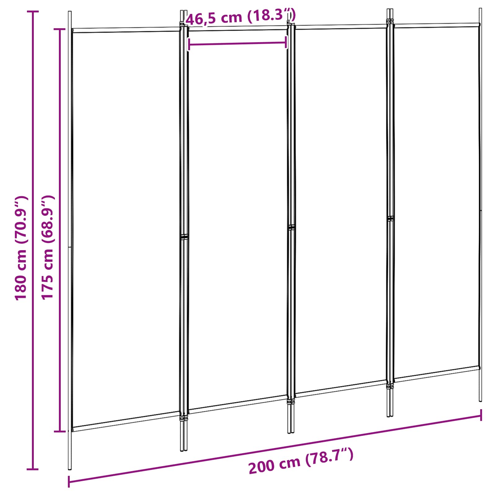 vidaXL 4-panelowy parawan Beżowy 200 x 180 cm tkanina