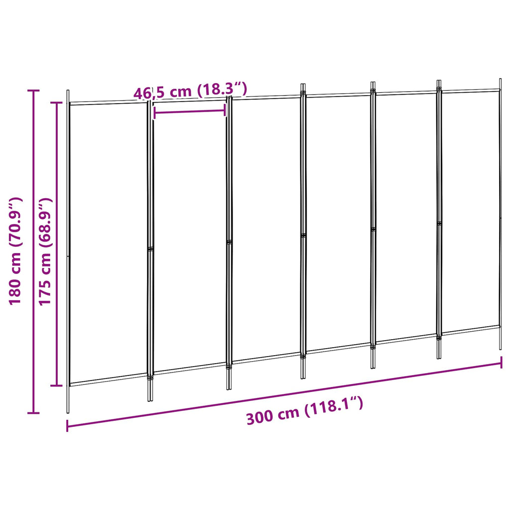 vidaXL Ekspresowy 6-panelowy parawan Beżowy 300 x 180 cm tkanina