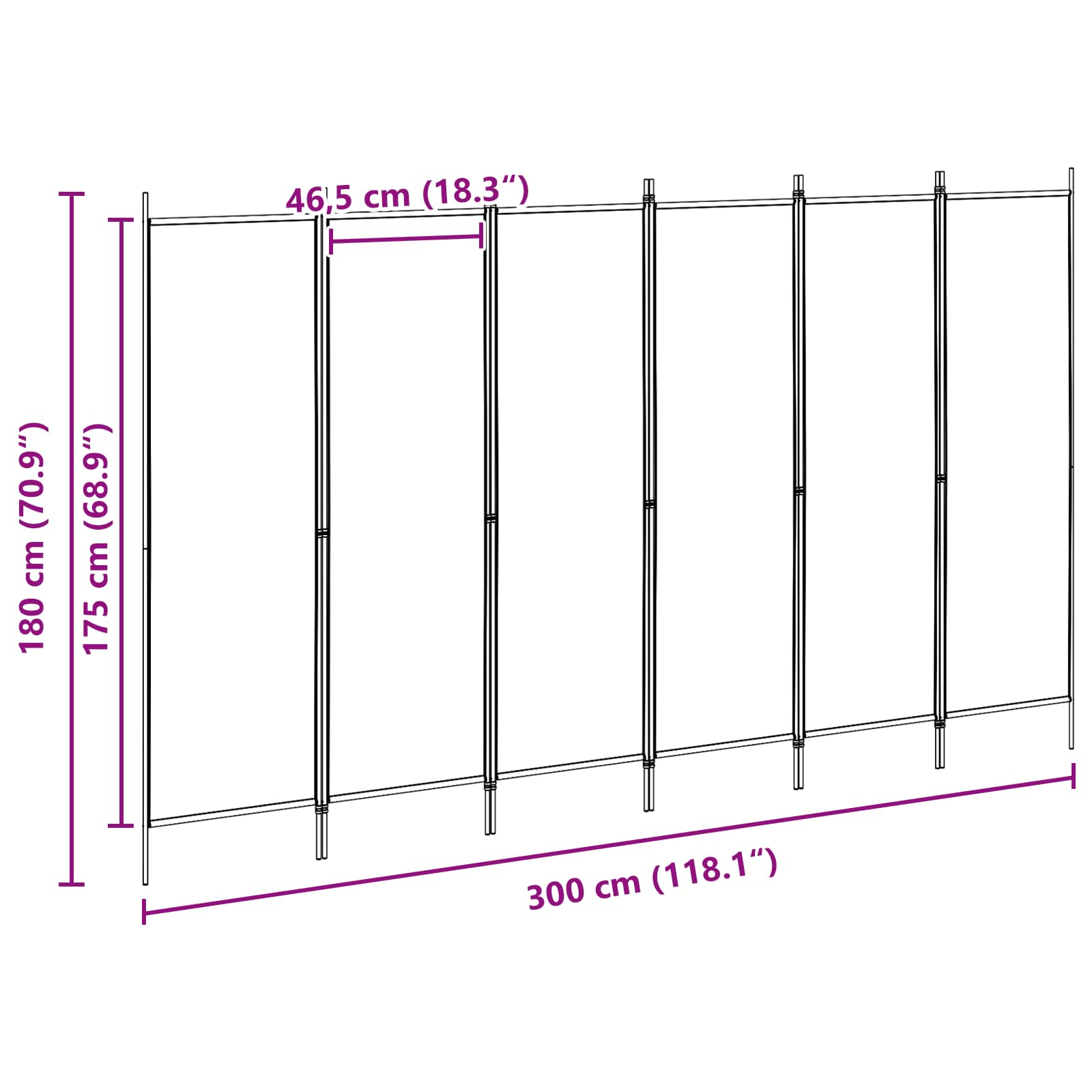 vidaXL Ekspresowy 6-panelowy parawan Beżowy 300 x 180 cm tkanina