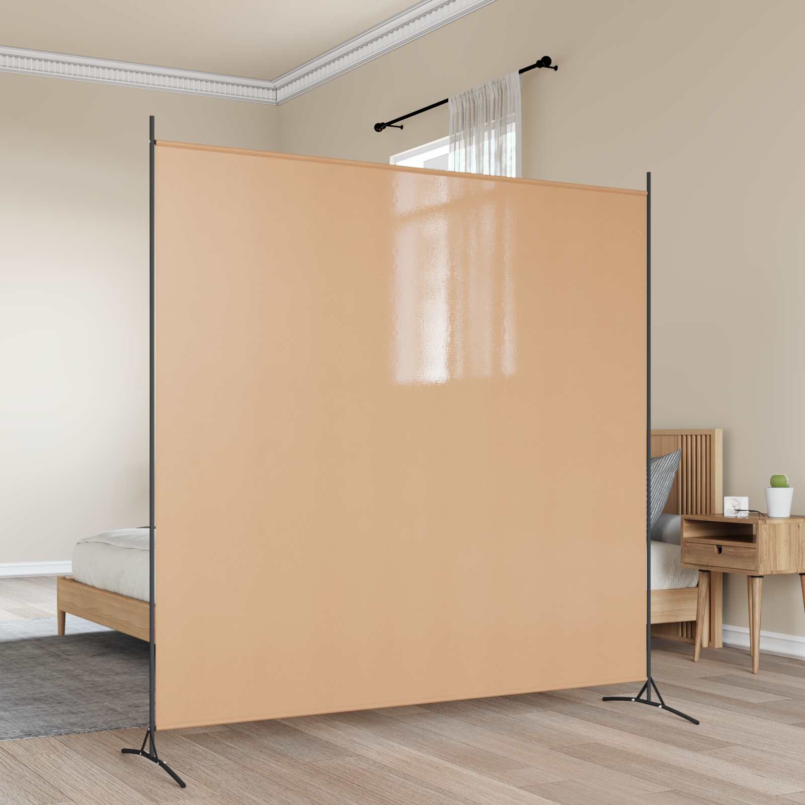 vidaXL Dzielnik Pokoju z Jednym Panelem Beżowy 175 x 180 cm tkanina