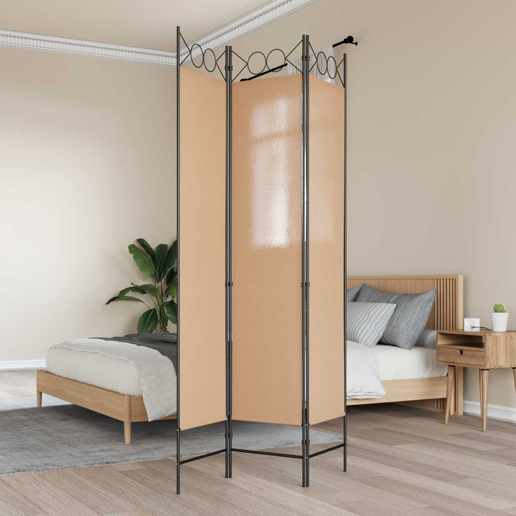 vidaXL 3-panelowy parawan Beżowy 120 x 200 cm tkanina