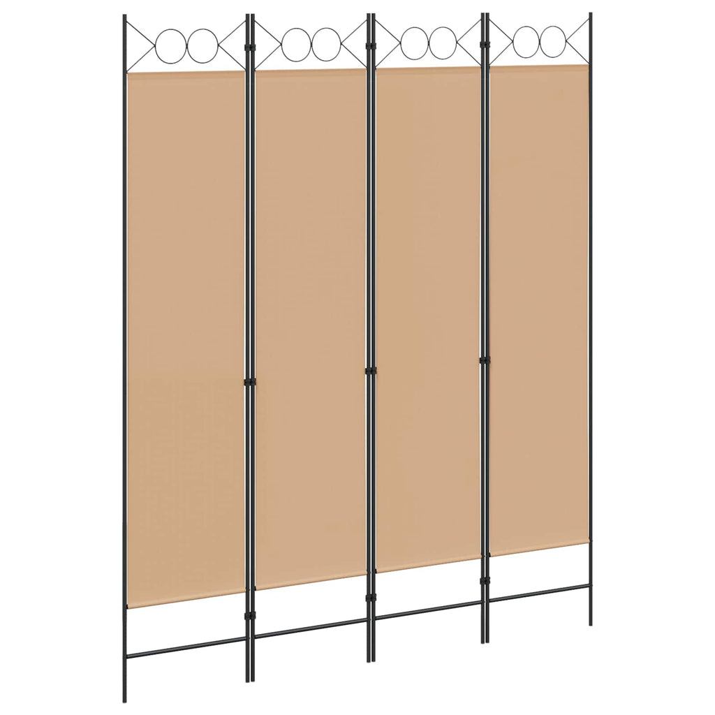 vidaXL 4-panelowy parawan Beżowy 160 x 200 cm tkanina