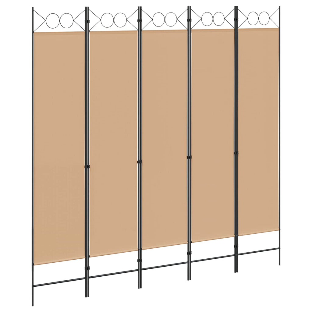 vidaXL 5-panelowy parawan Beżowy 200 x 200 cm tkanina